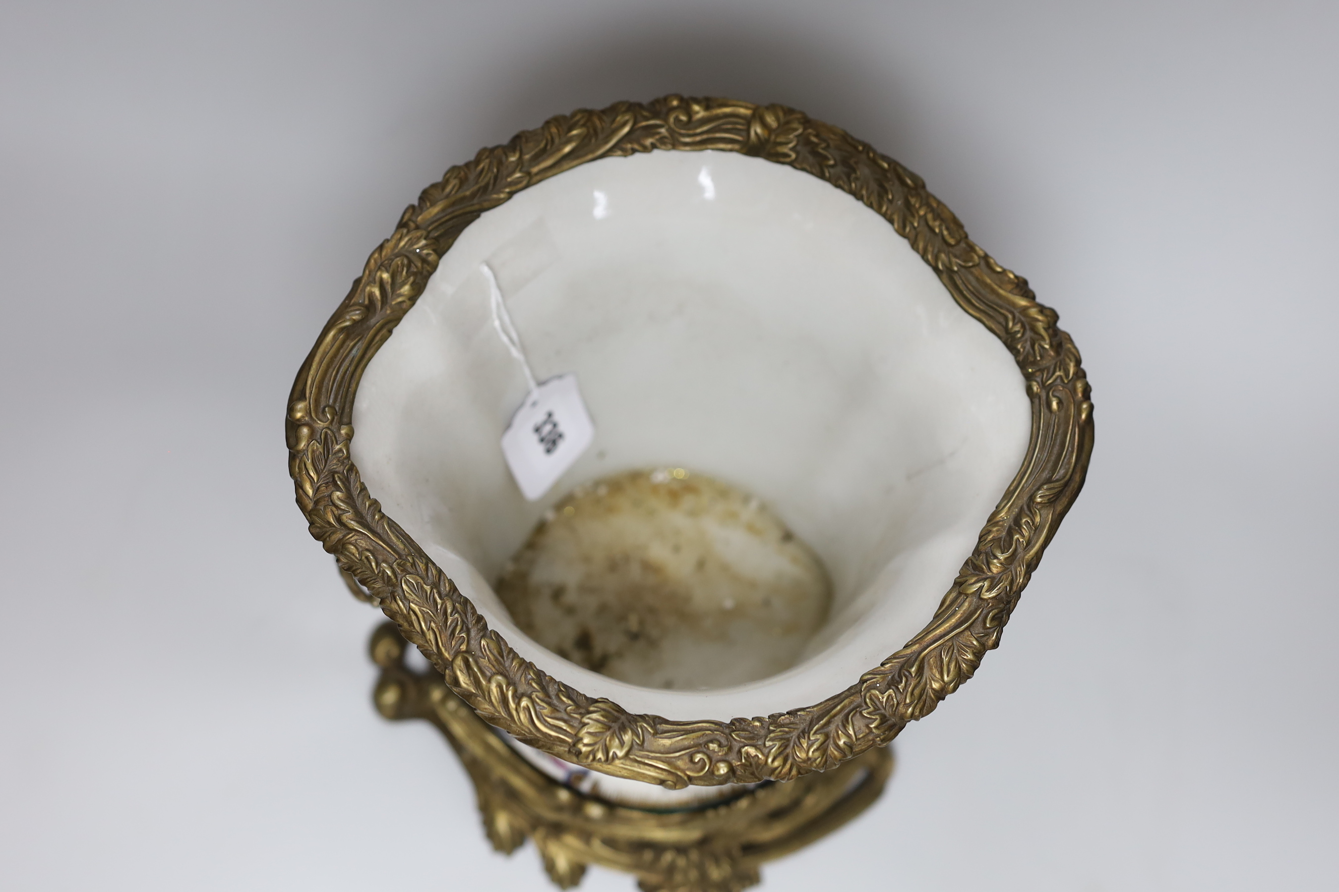A brass mounted porcelain vase, 27cm